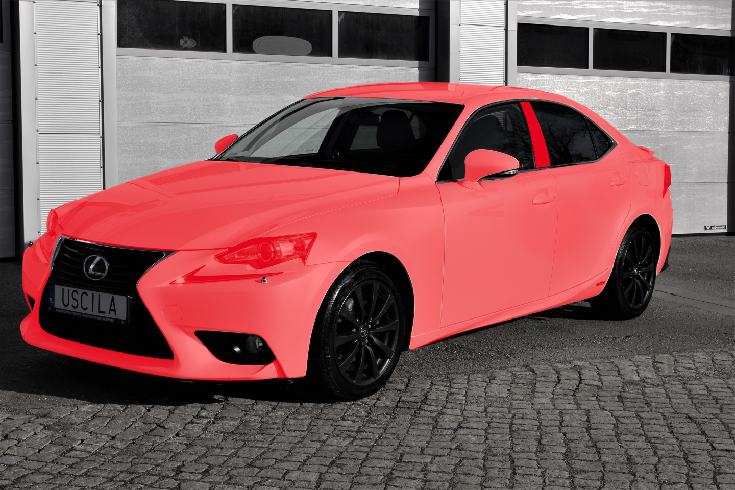 cały samochód zaznaczony do oklejanie folią PPF Lubin